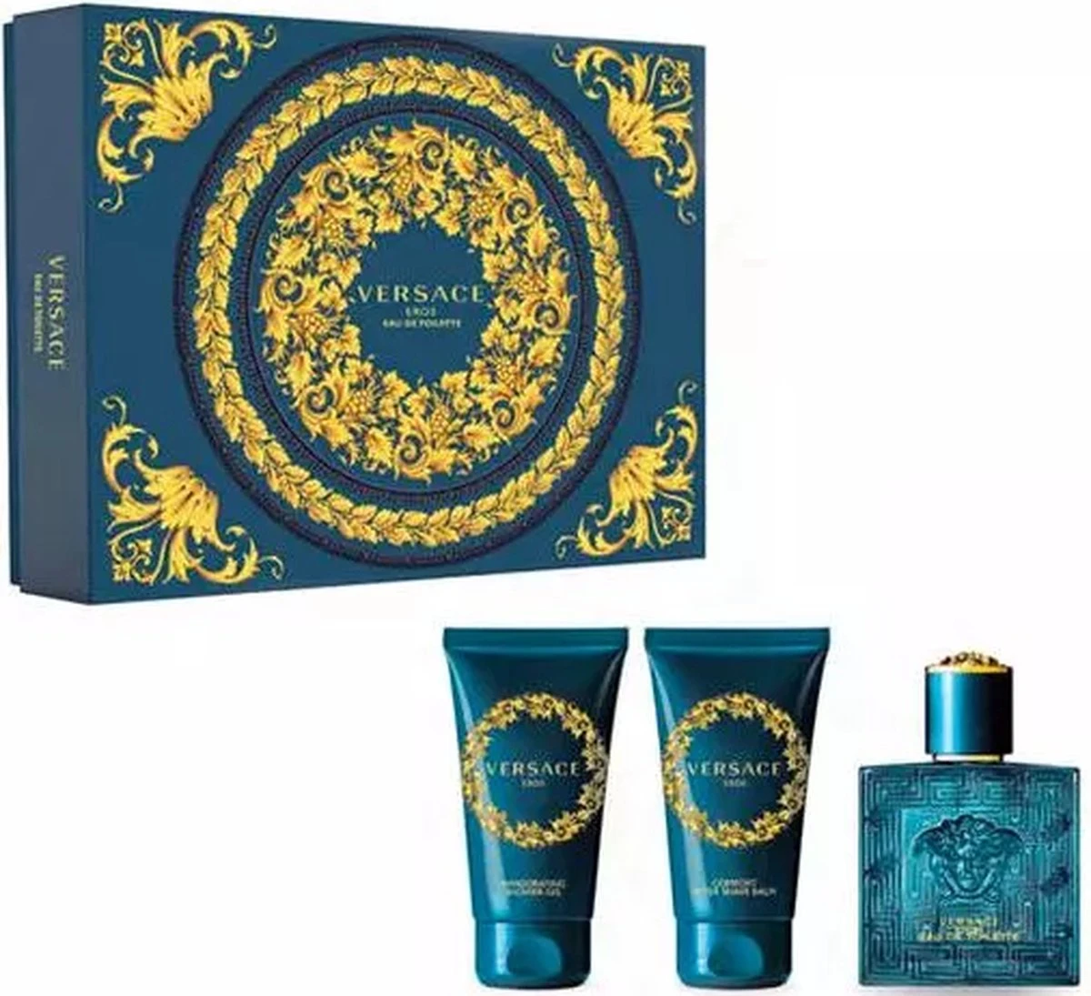 Versace Eros Pour Homme - Geschenkset - Eau De Toilette 50 Ml + Shower Gel 50ml + After Shave Balm 50ml 1 Versace Eros Pour Homme - Geschenkset - Eau De Toilette 50 Ml + Shower Gel 50ml + After Shave Balm 50ml