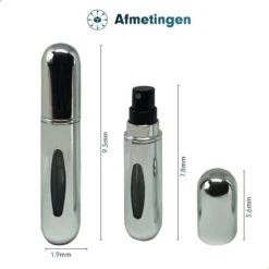 MaxedMore Navulbare Parfumverstuiver 5ml Zilver - 65 Keer Spraybare Parfum Verstuiver - Hervulbaar Tasverstuiver Voor Parfum - Meeneem Mini Geur Flesje Voor Op Reis - Lipstick Formaat Navulbaar Parfumflesje -Parfumwinkel 1200x1200 502