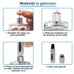 MaxedMore Navulbare Parfumverstuiver 5ml Zilver - 65 Keer Spraybare Parfum Verstuiver - Hervulbaar Tasverstuiver Voor Parfum - Meeneem Mini Geur Flesje Voor Op Reis - Lipstick Formaat Navulbaar Parfumflesje -Parfumwinkel 1200x1200 507