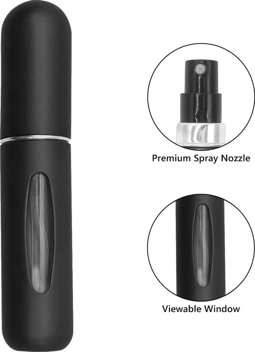 Merkloos Hervulbaar Parfumflesje - Zwart - 5ML - Verstuiver - Navulbaar 3 Merkloos Hervulbaar Parfumflesje - Zwart - 5ML - Verstuiver - Navulbaar - Afbeelding 3