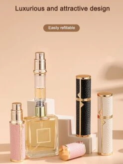 Hervulbare Parfumverstuiver-5ml-Mini Parfumverstuiver-Kleine Spuitfles Voor Parfum-Lege Parfumflesje Voor Op Reis Glasspray Draagbaar Parfumpakket Met Lederen Hoes - Mandarijn Groen -Parfumwinkel 906x1200 1